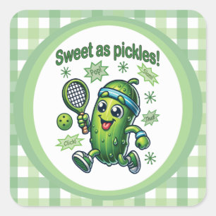 Sticker Carré Drôle mignon sucré comme chatons Pickleball