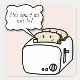 Sticker Carré Drôle Nerveux Toast Cartoon