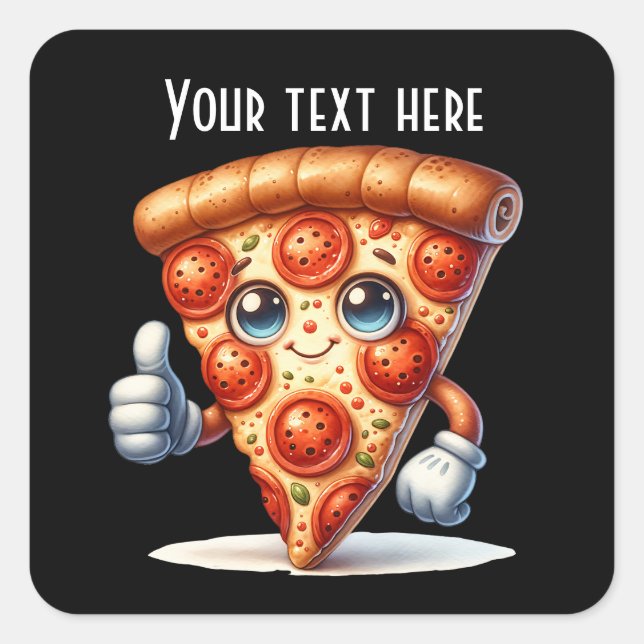 Sticker Carré Drôle pizza partie ajouter un message (Devant)