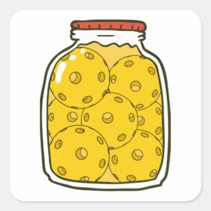 Sticker Carré Drôle pot de Pickleball