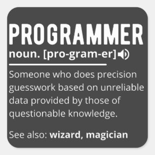 Sticker Carré Drôle Programmer Code Développeur Définition