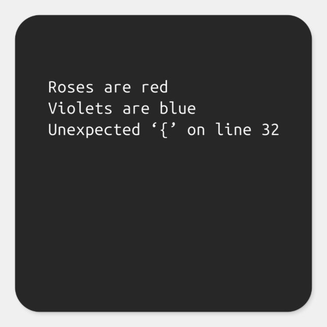 Sticker Carré Drôle Programmeur Coding Poem Coding Cadeau (Devant)