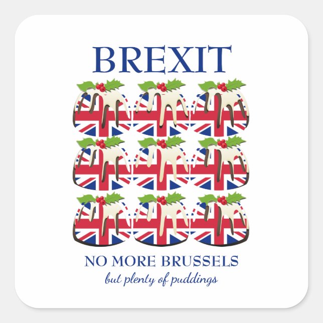 Sticker Carré Drôle | Pudding de Noël | UNION JACK | BREXIT (Devant)