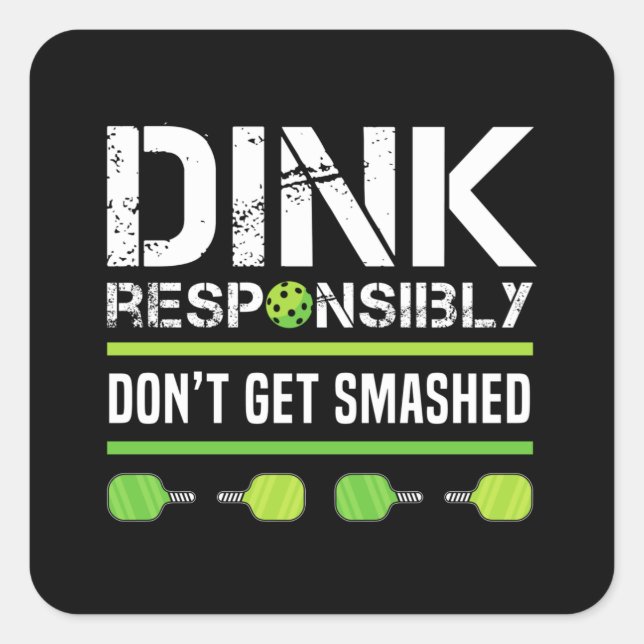 Sticker Carré Drôle Retraite Pickleball Dink (Devant)