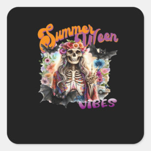 Sticker Carré Drôle Rétro Summerween Vibes Halloween esthétique