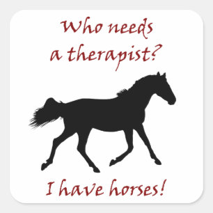 Sticker Carré Drôle Thérapiste du Cheval