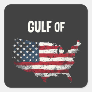 Sticker Carré Drôle Trump USA Carte Drapeau