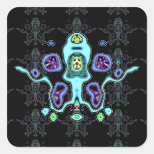Sticker Carré Drone alien biomécanique / calmar alien v3