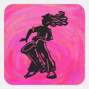 Sticker Carré Drum Boogie Nights New York Hot Pink