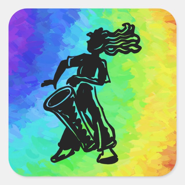 Sticker Carré Drum New York Boogie Nights Rainbow (Devant)