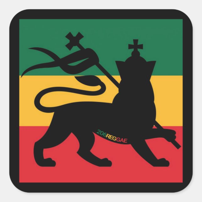 Sticker Carré du Lion de Juda Rastafari (Devant)