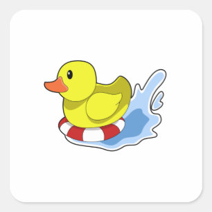 Sticker Carré Duck with Swim ring à Water.PNG