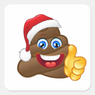 Sticker Carré Dunette brillante farfelue Emoji de Père Noël