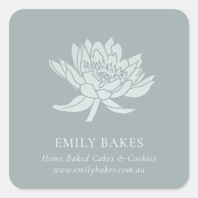 STICKER CARRÉ DUSKY BLUE LOTUS FLORAL BUSINESS PROFESSIONNEL (Devant)
