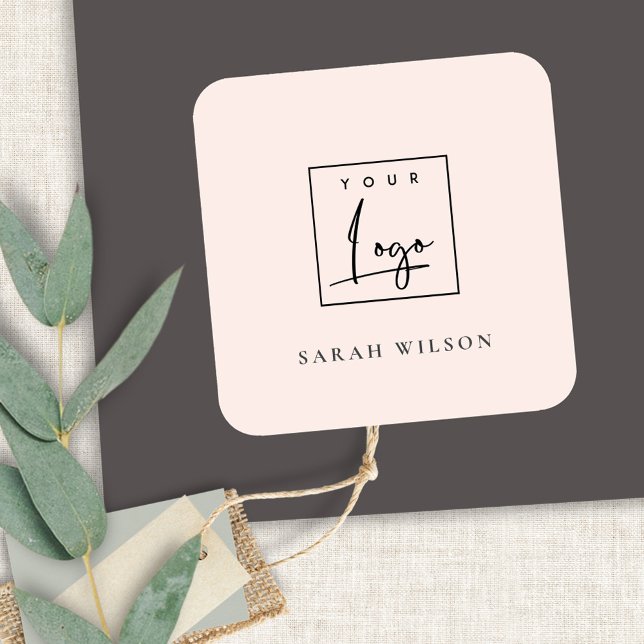 Sticker Carré Dusky Blush Rose Personnalisé Logo Professionnel (Créateur téléchargé)