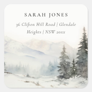 Sticker Carré Dusky Winter Snow Mountain Landcape Adresse