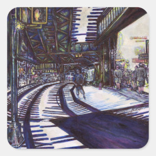 Sticker Carré Dusting the Piano