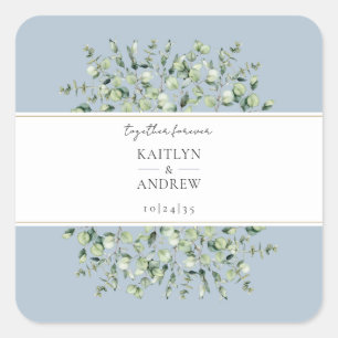 Sticker Carré Dusty Blue Eucalyptus Ensemble pour toujours Maria