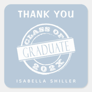 Sticker Carré Dusty Blue Graduate Merci
