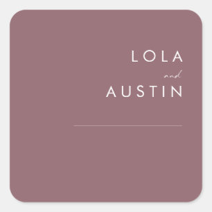 Sticker Carré Dusty Boho Enveloppe Mariage violet
