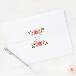 Sticker Carré Dusty Rose   Mariage rose pâle Sti Carré 