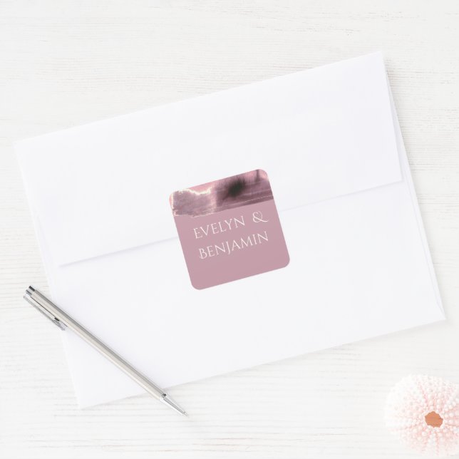 Sticker Carré Dusty Rose Mauve Moderne (Enveloppe)
