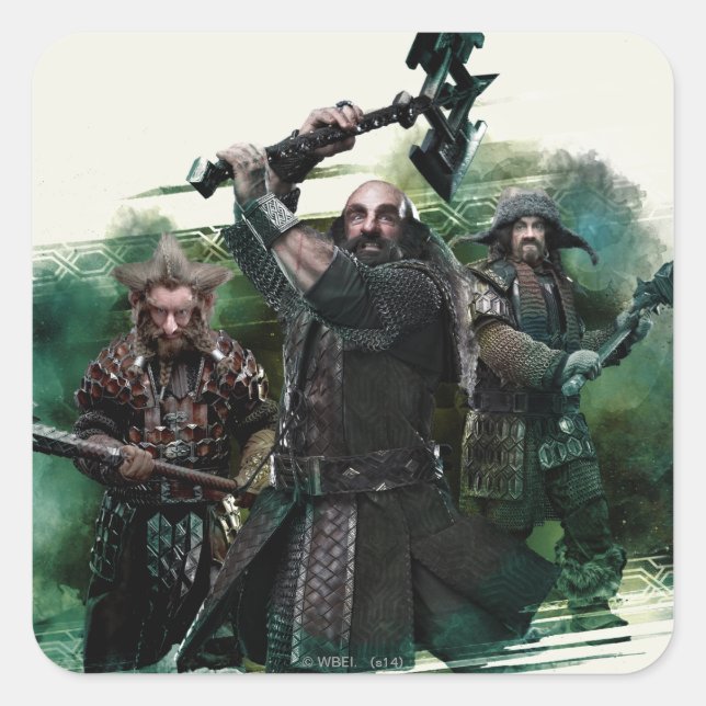 Sticker Carré Dwalin, Nori et Bofur Graphic (Devant)