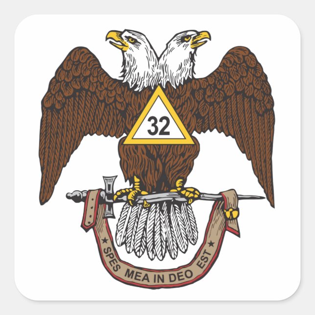 Sticker Carré Eagle Brown de cerf écossais du 32e degré (Devant)