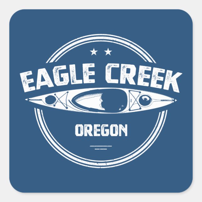 Sticker Carré Eagle Creek Oregon Kayaking (Devant)