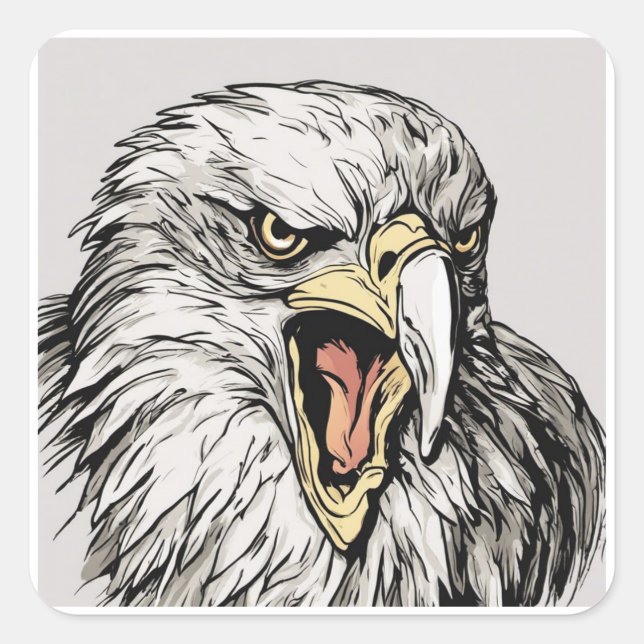 Sticker Carré Eagle hurle (Devant)