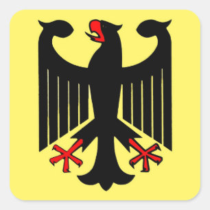 Sticker Carré Eagle noir fédéral allemand sur le bouclier jaun