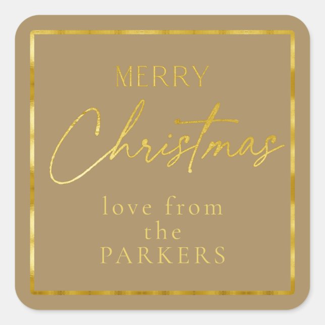 Sticker Carré Earth Tones Gold Joyeux Noël ID1009 (Devant)