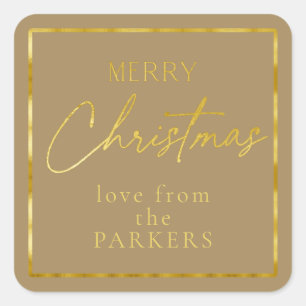 Sticker Carré Earth Tones Gold Joyeux Noël ID1009