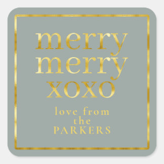 Sticker Carré Earth Tones Gold Merry Joyeux XOXO ID1009