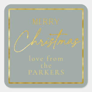 Sticker Carré Earth Tones Green Gold Joyeux Noël ID1009