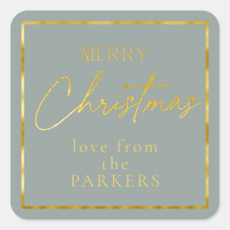 Sticker Carré Earth Tones Green Gold Joyeux Noël ID1009