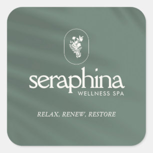 Sticker Carré Earthy Elegance Logo Beauté, Bien-être, Spa Sage