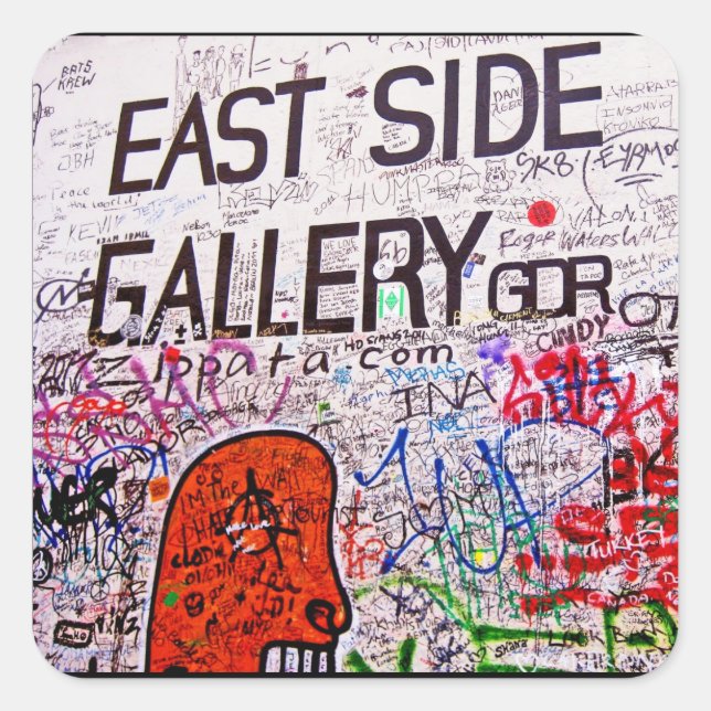 Sticker Carré East Side Gallery, Berlin Wall, Graffiti (Devant)