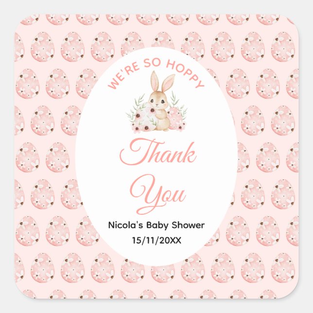 Sticker Carré Easter Bunny Baby Shower (Devant)