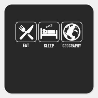 Sticker Carré Eat Sleep. Géographie