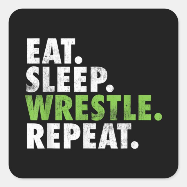 Sticker Carré Eat Sleep Wrestle Repeat - Wrestler Boy Men (Devant)