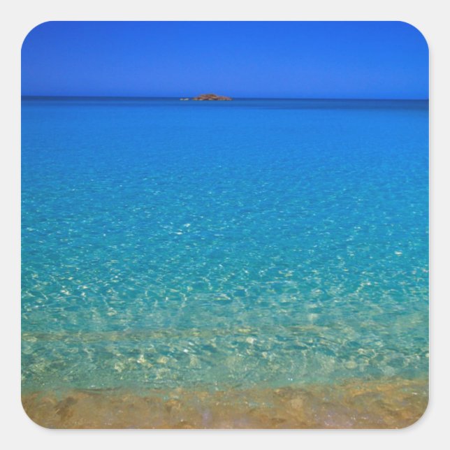 Sticker Carré Eau bleue, îles Exuma, Bahamas. (Devant)