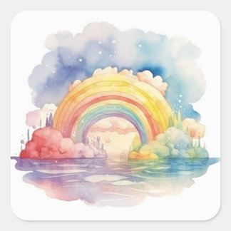 Sticker Carré Eau simple arc-en-ciel rêveur