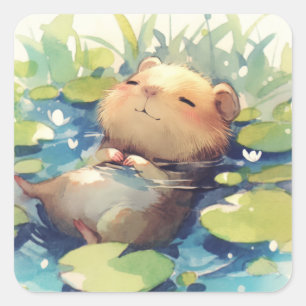 Sticker Carré Eaux calmes de Capybara