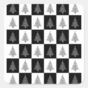 Sticker Carré Échecs de l'arbre de Noël