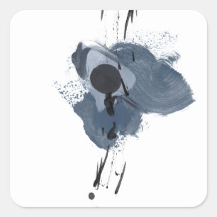 Sticker Carré Éclaboussure de peinture de noir bleu de
