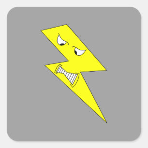 Sticker Carré Éclair en colère. Jaune sur Grey.