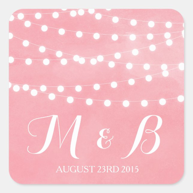 Sticker Carré Éclairage blanc Fairy Rustic Rose Monogramme Stick (Devant)