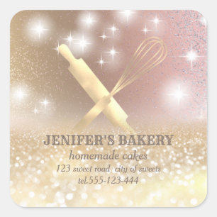 Sticker Carré Éclairage brillant rouleau pin & whisky chef boula