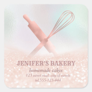 Sticker Carré Éclairage brillant rouleau pin & whisky chef boula